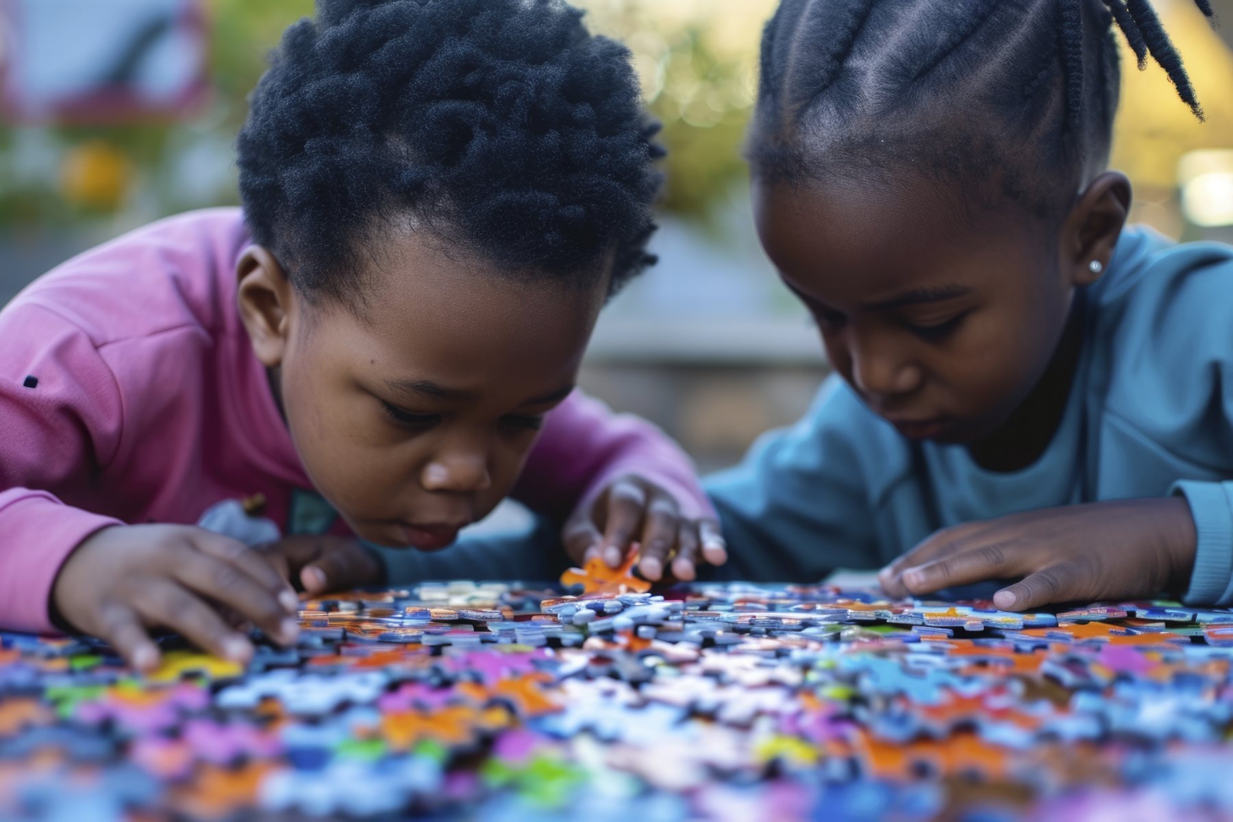 Young children with autism playing with puzzles together